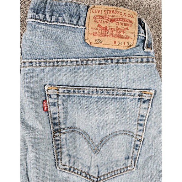 Levis 559 Jeans Men 34x32 Blue Loose Straight Skater Baggy Grunge Distressed - Picture 5 of 14